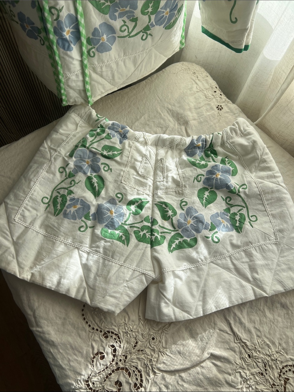 Handmade antique vintage quilt shorts size large XL - Picture 4 of 4